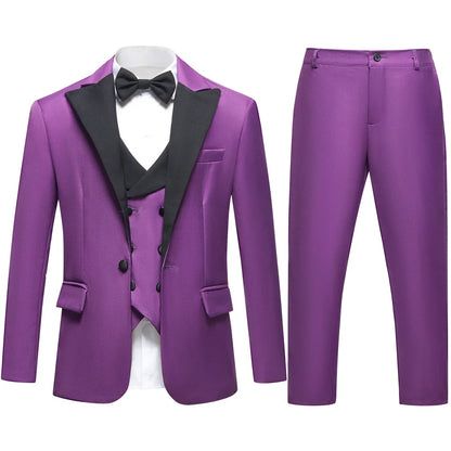 Newest Kids Suit Set 2-14 Years Single Button Boy's 4 Pieces Formal Suits Blazer Vest Pants Wedding Guest Tuxedo Piano Suit
