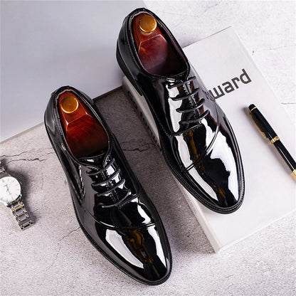 Men's Classic Modern Formal Business Oxford Shoes X-Stripe Comfortable Tuxedo Casual Lace-Up Derbys Dress Shoes