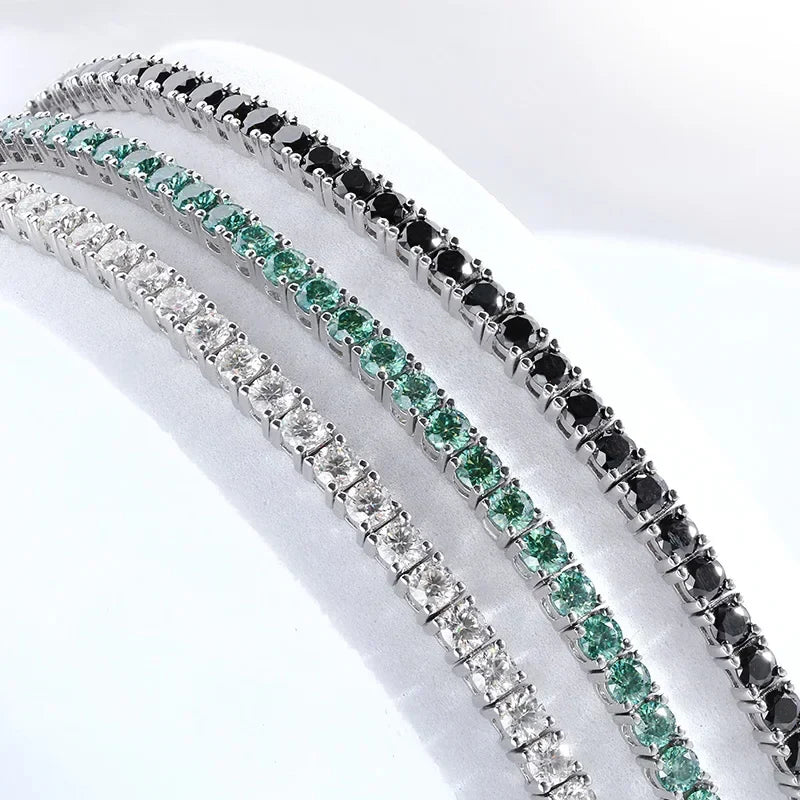 3/4/5mm Pass Diamond Test Moissanite Tennis Bracelets for Women Men Original 925 Sterling Silver Bangles with Certificate