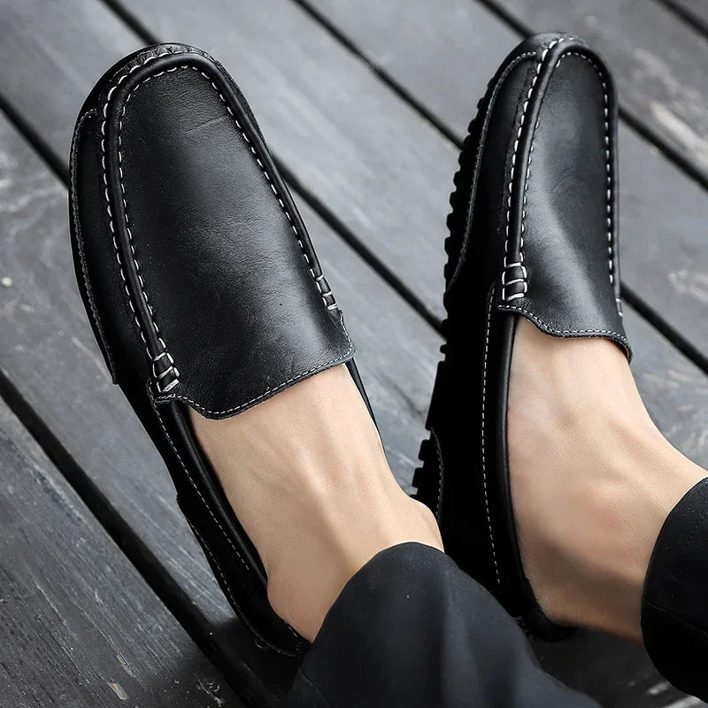 Genuine Leather Breathable Mocasines Casual Loafers Leather Shoes For Men Slip On Formal Italian Driving Flat Chaussure Homme