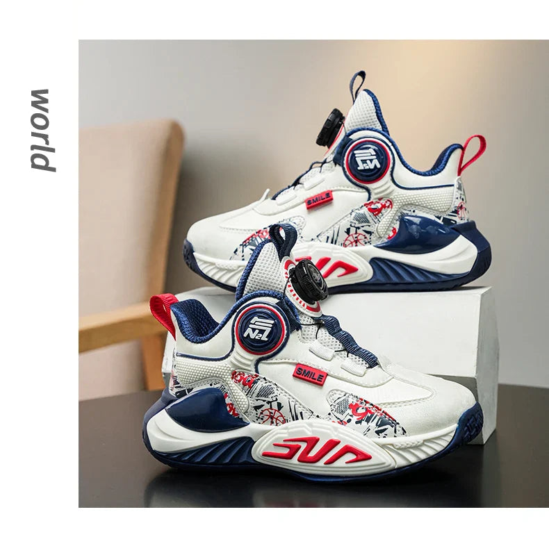 Children‘s Basketball Shoes Non-slip Breathable Basketball Training Sneakers Leather Boys Girls Athletic Shoes Kids Running Shoe