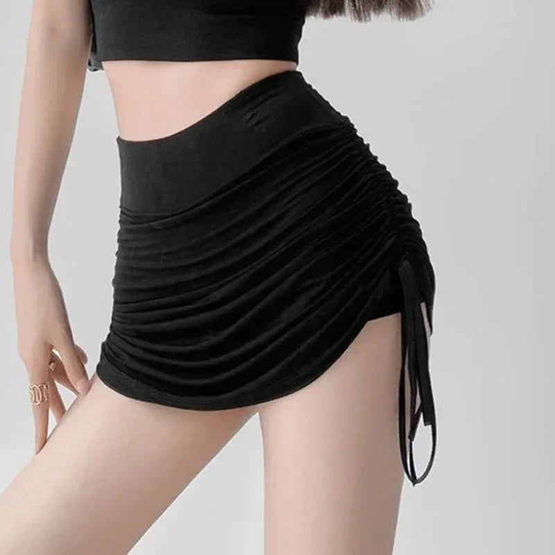 2025 New High Waist Skirts Sexy Elastic Mini Wrap Hip Slim Fit Summer Stretchy Shorts Party Skirts with Drawstring Design