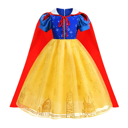 NEW 2024 Snow White Costume Girl Festival Clothing Princess Birthday Ball Gown Kid Prom Party Role Play Dress Halloween Disguise
