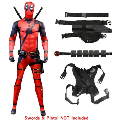 Deadpool Child Costume Halloween Costumes Kids Men Adult Superhero Bodysuit Jumpsuit Children Cosplay Costume Swords Accessories
