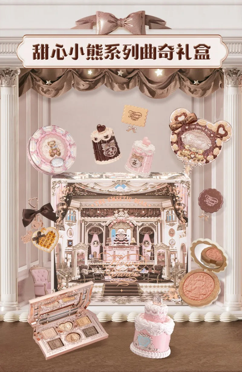 SWEETIE BEAR Makeup Box Gift Set All In One Perfume Shimmer Eye Shadow Palette Blush Lip Jelly Box 10 PCS