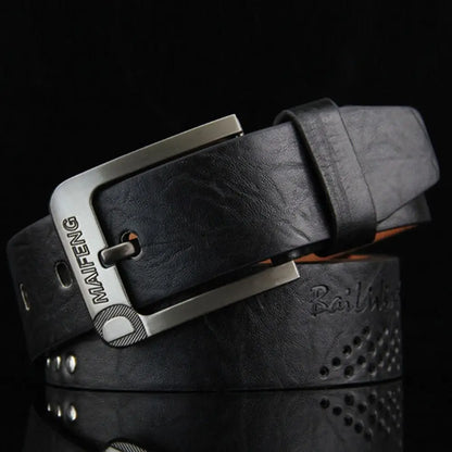 Simple Leather Men's Belt Luxury High Quality Classic Buckle Business Cowboy Vintage Waistband Alloy Belts