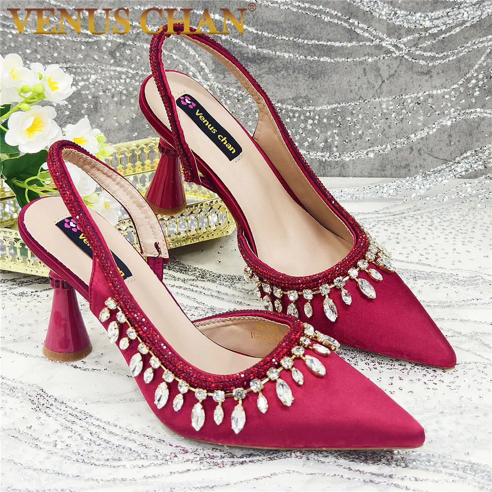 Large Size Women's Wedding Shoes Italian Elegant Women's Party Shoes Solid Color High Heels Women's Formal Shoes