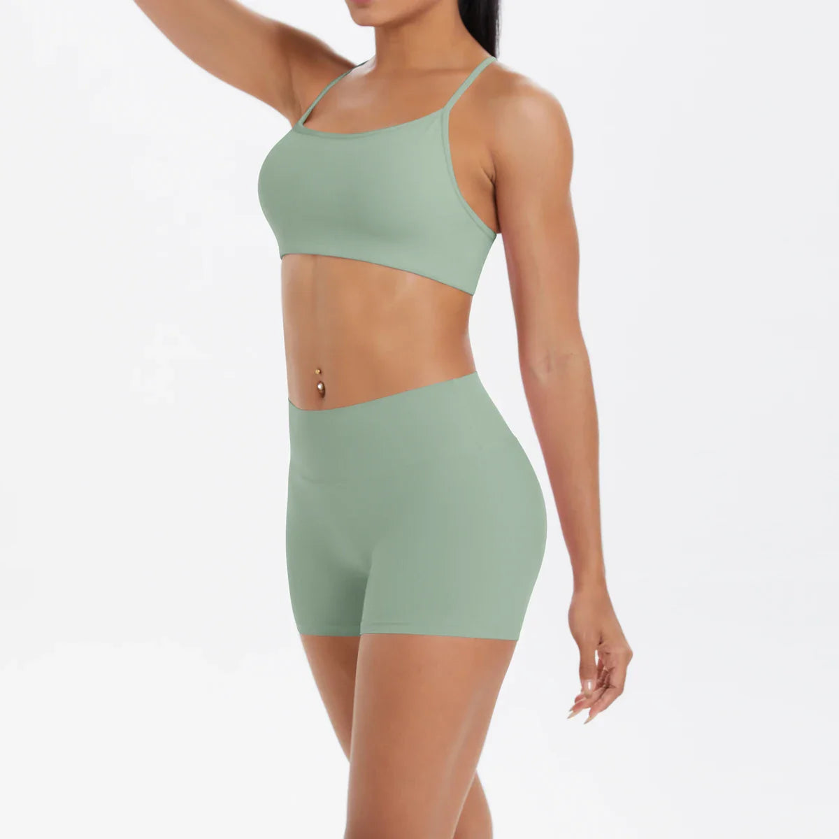 2PCS Yoga Clothes  Halter Yoga Top Set Fitness Gym Suit Crossover Back Sports Underwear Workout Gym Shorts Fitness High Waist