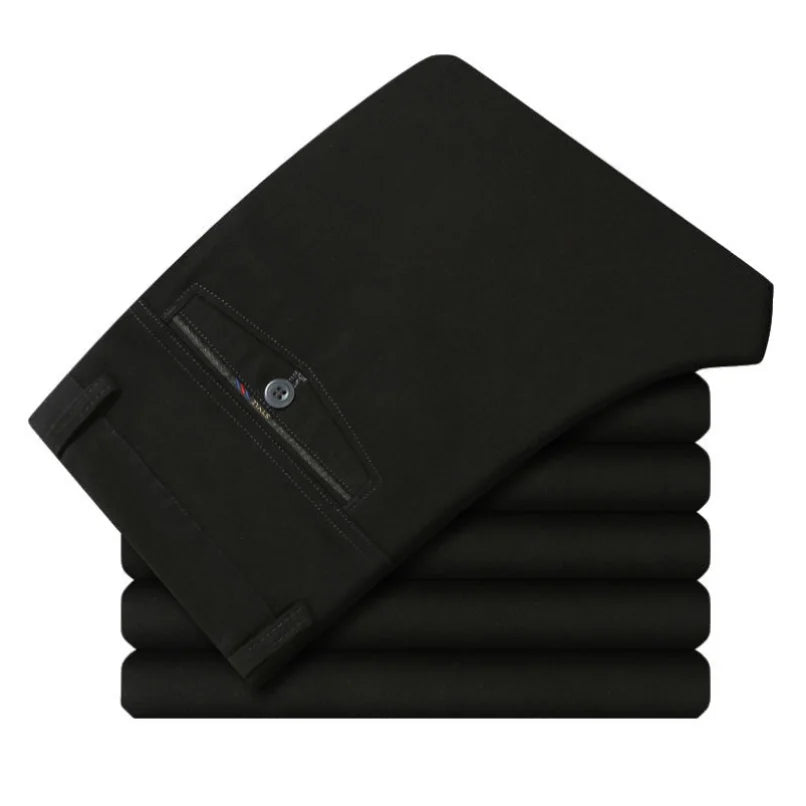 Men's 100% Cotton Summer Thin Pant Autumn Thick Classic Solid Casual Bland High Waist Trousers Business Office Cargo Pants Cheap