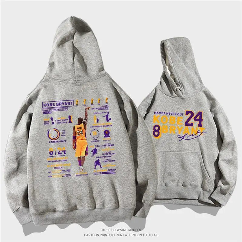 Men's and Women's Hooded Hoodie Fall Winter Jumper Basketball Kobe Glory Life Hall of Fame Sports Commemorative Hoodie