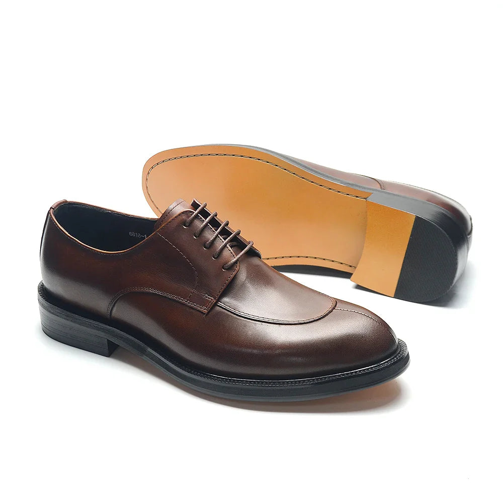 Luxury Handmade Wedding Party Men's Dress Shoes Cow Genuine Leather Lace-up Oxfords Derby Formal Business Social Male Footwear