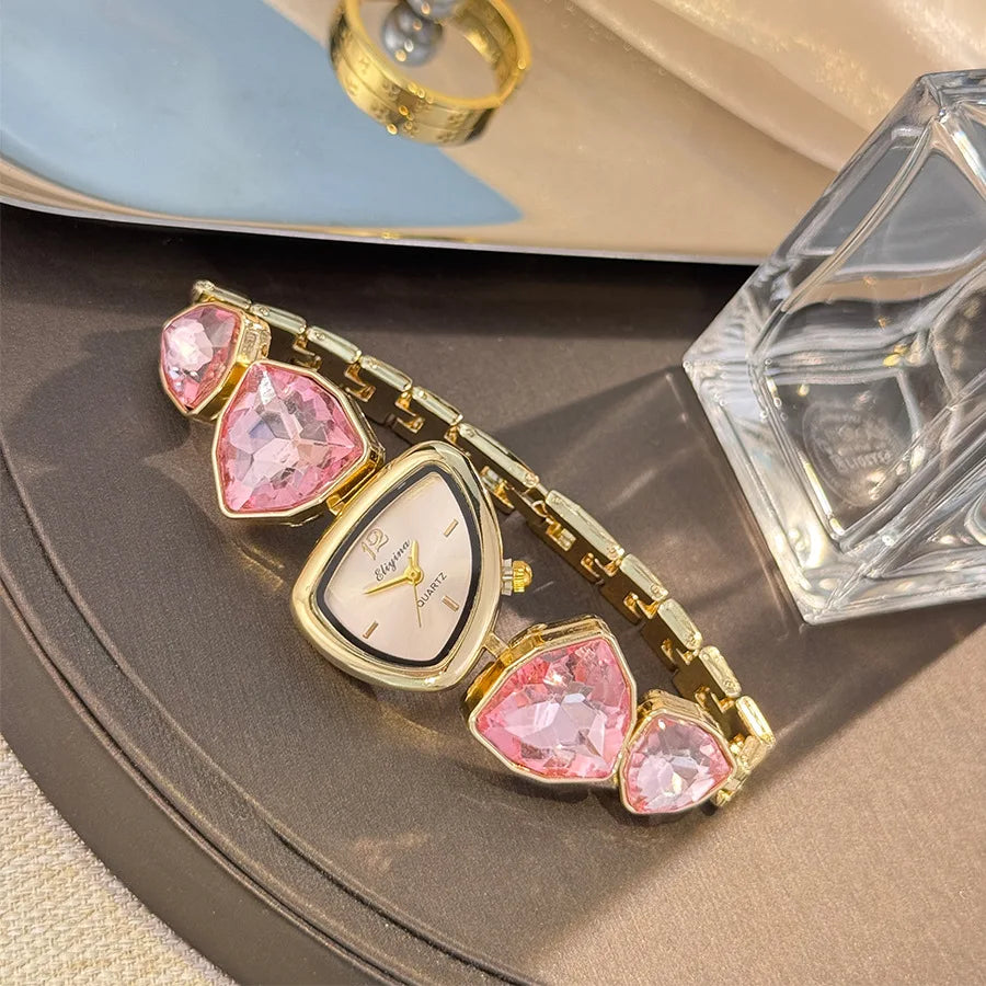 New color scheme irregular design big diamond watch light luxury niche watch color fashion high sense foreign trade wholesale