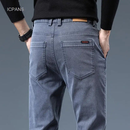 Smil Straight Men Jeans Autumn casual black gray  denim trousers pants for man korea clothing