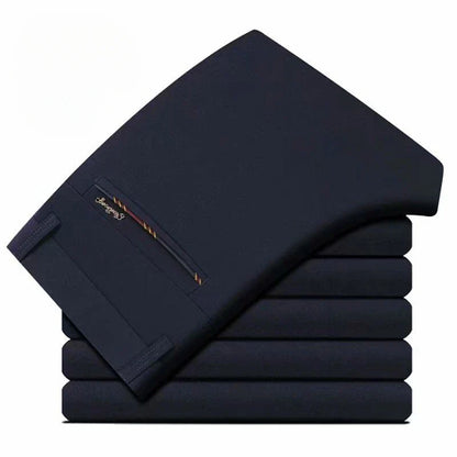 Fashion Men's Dress Pants Black Straight Business Casual Trousers Stretch Non-Ironing Slim Fit Formal Wear Suit Pants for Man