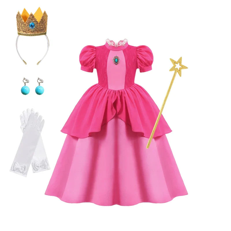 Vestido de Luxo Princesa Branca de Neve com Capa para Meninas Fantasia Infantil Cosplay de Fada Roupa de Carnaval para Crianças Vestido de Halloween