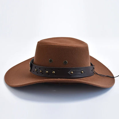 New Artificial Suede Western Cowboy Hats Vintage Big-edge Gentleman Cowgirl Jazz Hat Holidays Party Cosplay Hat