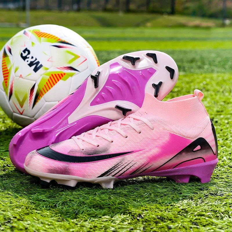 New Men Football Boots Training Shoes FG Ultralight Soccer Shoes Outdoor Drop Shipping Soccer Cleats Non-Slip Long Spikes