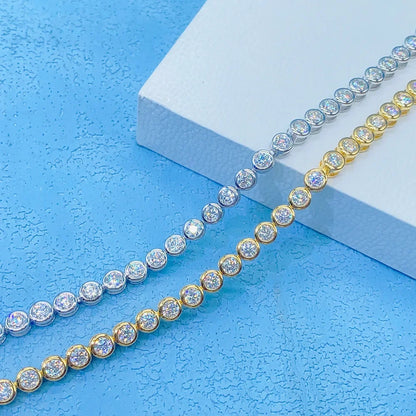 Sparkling 2/3mm Full Moissanite Tennis Bracelet for Women Party S925 Silver Plated 18K Pass Diamond Test Bezel Bracelets