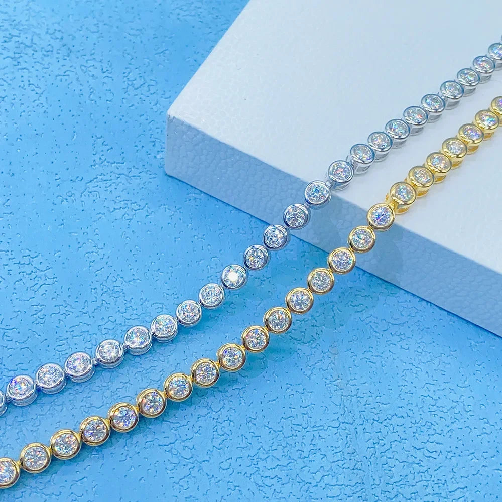 Sparkling 0.1ct 3mm Moissanite Tennis Bracelet with GRA for Women Party Fine Jewelry S925 Sterling Silver Diamond Bracelets