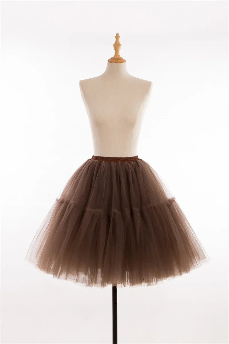 6 Layers Fluffy Ball Gown Women Short Skirts Knee Length Tutu Dress Underskirt Soft Tulle Petticoat for Club Cosplay Marathon