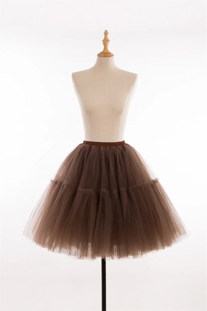 6 Layers Fluffy Ball Gown Women Short Skirts Knee Length Tutu Dress Underskirt Soft Tulle Petticoat for Club Cosplay Marathon