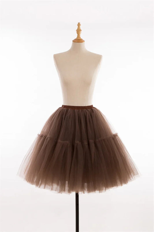 6 Layers Fluffy Ball Gown Women Short Skirts Knee Length Tutu Dress Underskirt Soft Tulle Petticoat for Club Cosplay Marathon