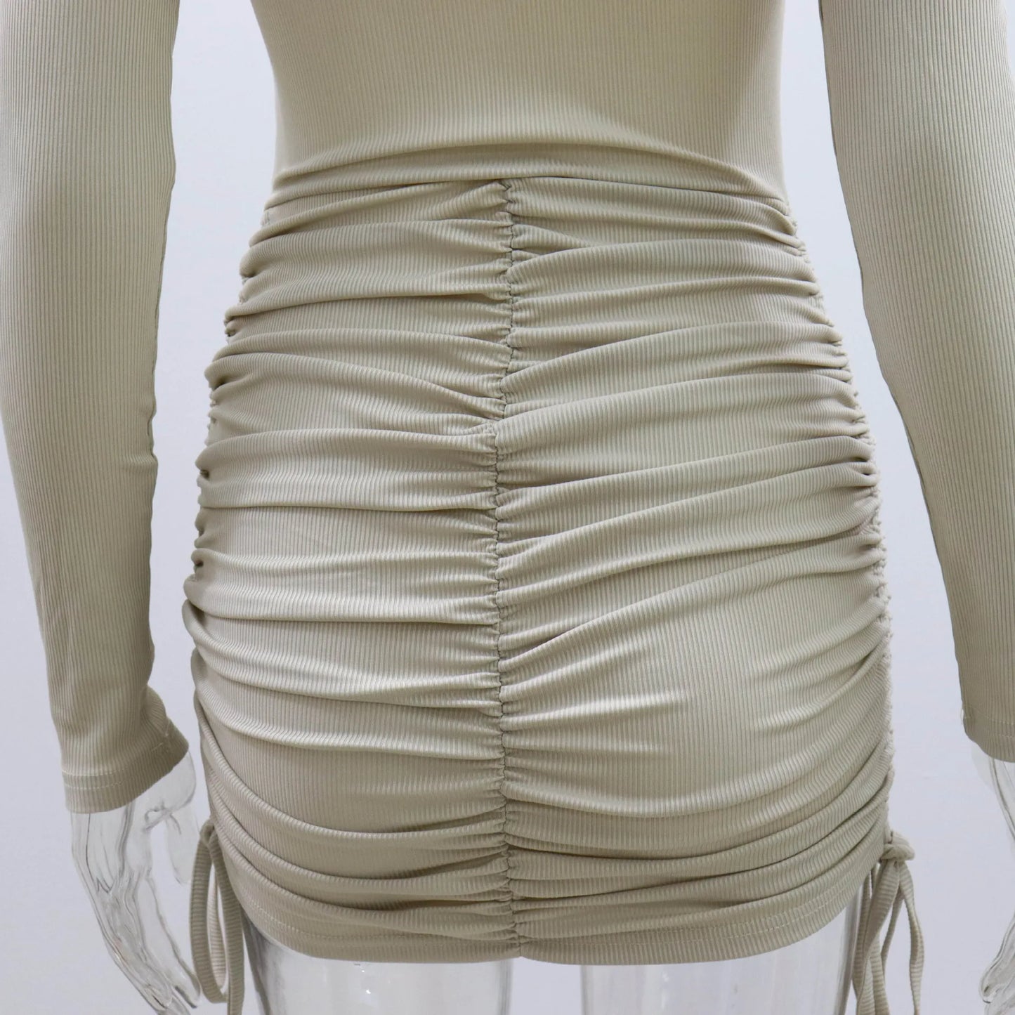 Hollow Out Bodycon Dress Women O Neck Long Sleeve Mini Vestidos Ribbed Hot Sexy Dresses Fashion High Street Wear