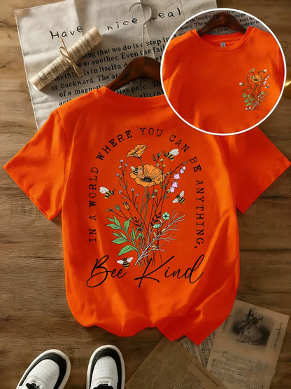 Summer Beautiful Flowers Prints T-Shirts Womens Cotton Oversized T Shirts Basic O-Neck Short Sleeve Tops Casual Woman Clothes