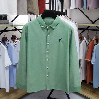 Luxury Goods High-end Embroidery 100% Pure Cotton Long Sleeved Shirt Men's New Shirt Men's Casual Loose Top Business Men