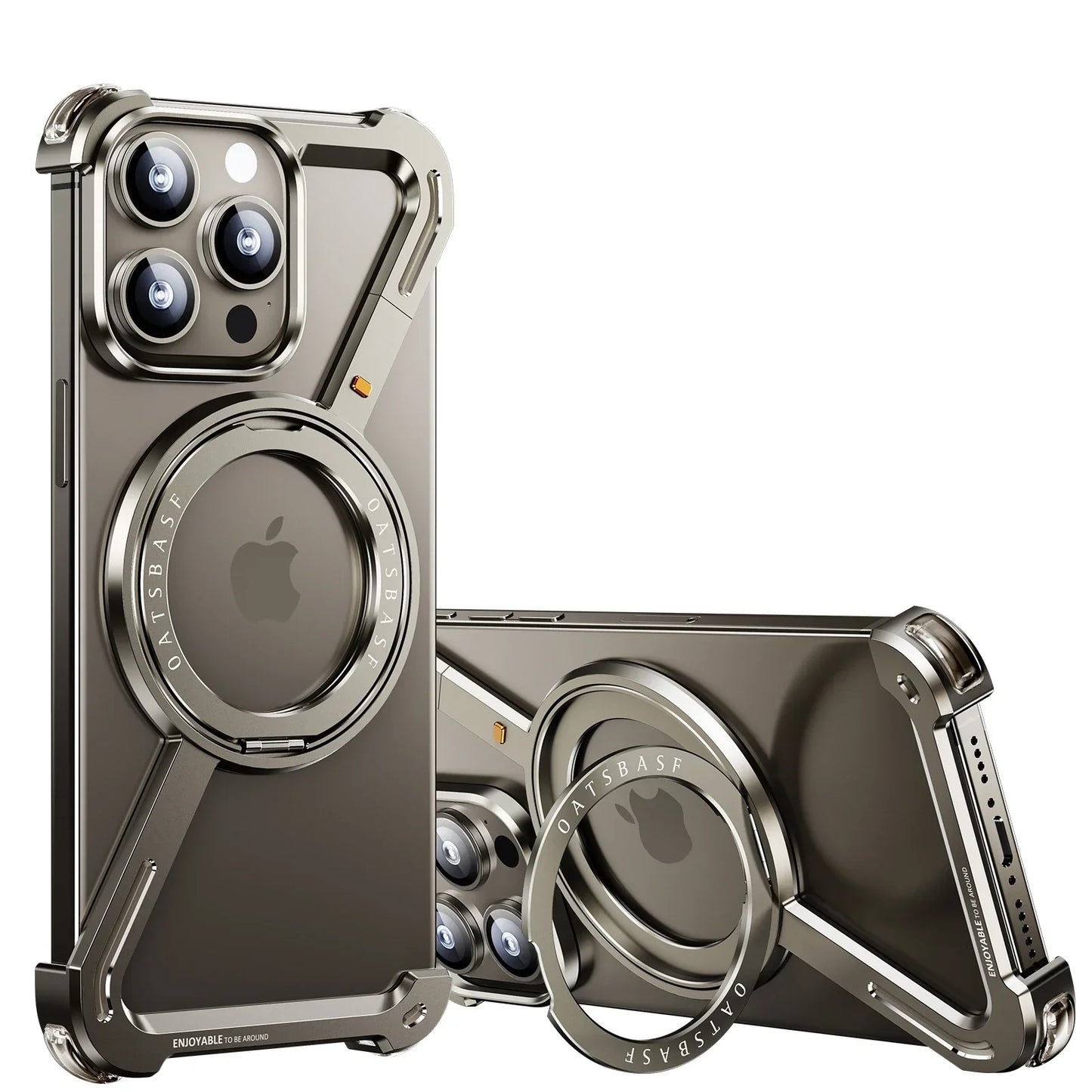 Magnetic Z Shape Metal Phone Case For iPhone 17 Air 15 16 Pro Max Shockproof Bumper With 360° Rotation Holder Protective Cover