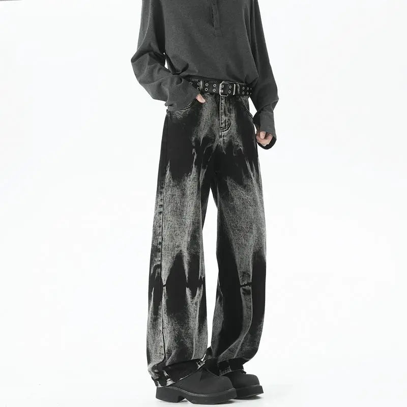 Autumn Men's Baggy Wide Leg Men's Jeans High Street Style Dyed Denim Casual Straight Neutral Wind Baggy Jeans Fashion Versatile