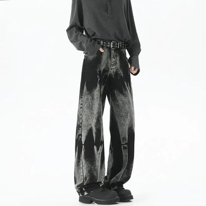 Autumn Men's Baggy Wide Leg Men's Jeans High Street Style Dyed Denim Casual Straight Neutral Wind Baggy Jeans Fashion Versatile