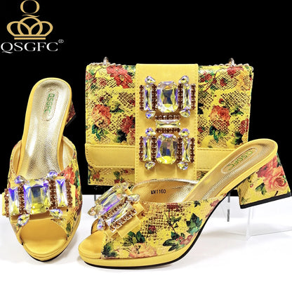 Italian Sandals and Bags Matching Set 2026 Women Heel Party for Rose Gold Colour Wedding Bigger Size Thick Heel Shoes