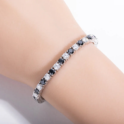 4mm D Color Black Moissanite Diamond Tennis Bracelet Luxurious 925 Sterling Silver Wedding Bracelets for Women Jewelry