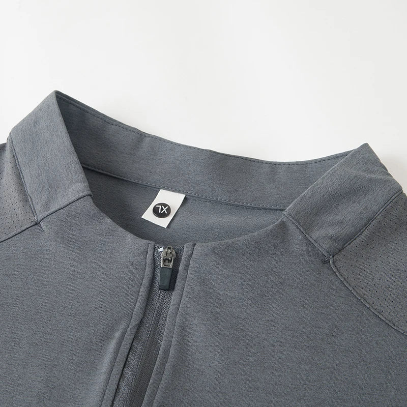 original spring men's Short sleeves polo shirt stand collar minimalist exercise t-shirt fashion leisure Mesh breathable men wear