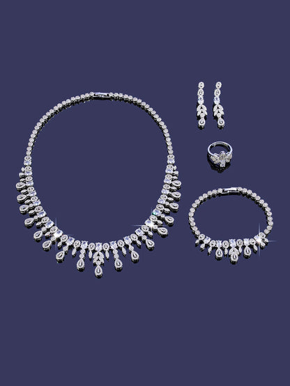 2025 New 4-piece Bride Zirconia Full Set Women's Party Jewelry Set Luxury Dubai Nigeria CZ Crystal Wedding Jewelry Set