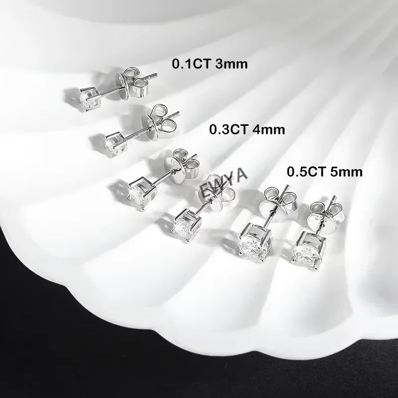 2 in 1 0.5CT Round Brilliant Cut D Color Moissanite Stud Earrings for Women S925 Silver GRA Certified Pierced Earring Gift