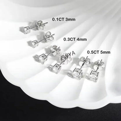 2 in 1 0.5CT Round Brilliant Cut D Color Moissanite Stud Earrings for Women S925 Silver GRA Certified Pierced Earring Gift