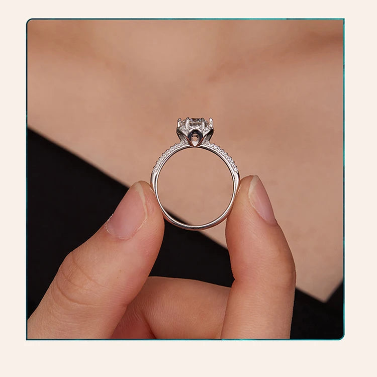 Moissanite Ring Lace Band 925 Sterling Silver Half Eternity Stackable Ring D Color for Women Engagement Retro Gift
