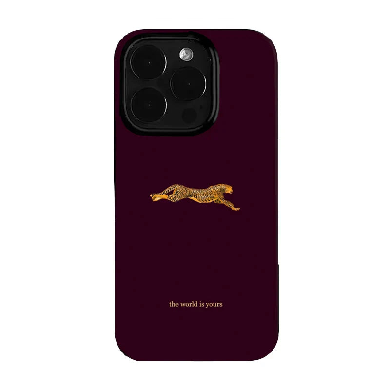 Fashion Leopard Print Burgundy Phone Case For iPhone 17 Pro Case iPhone 11 12 13 14 15 16 Pro Max 17 Air X XS 7 8 Plus 16E Cover