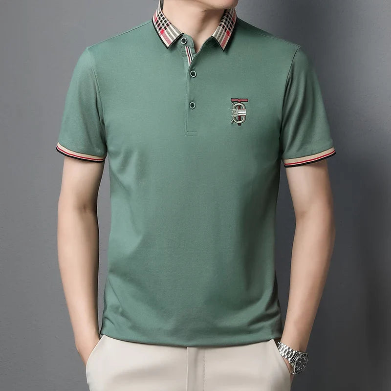 Men's Summer New Embroidered Short Sleeved Polo Shirt Luxury Brand Trendy Casual Lapel T-Shirt Breathable Top Men's Clothing