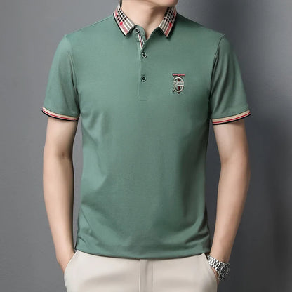 Men's Summer New Embroidered Short Sleeved Polo Shirt Luxury Brand Trendy Casual Lapel T-Shirt Breathable Top Men's Clothing