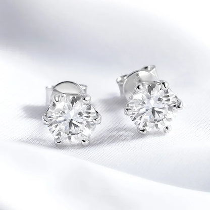Certified 0.2-2ct D Color Moissanite Stud Earrings for Women White Gold 925 Sterling Silver Brilliant Lab Diamond Earring