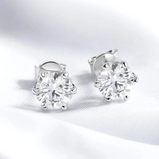Certified 0.2-2ct D Color Moissanite Stud Earrings for Women White Gold 925 Sterling Silver Brilliant Lab Diamond Earring