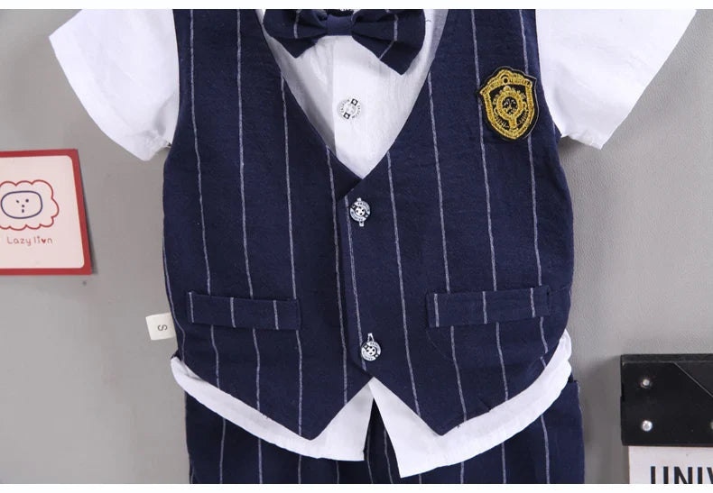 Baby Boys Short Sleeve Shirt + Shorts Suits Summer Birthday Party Clothes Sets 1 2 3 4 Years Kids Cotton Clothing Outfits
