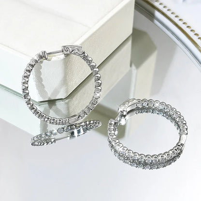 Luxury Designer D Color Full 2mm Moissanite Hoop Earrings For Women Party S925 Silver Plated 18K Gold Diamond Earring Gift