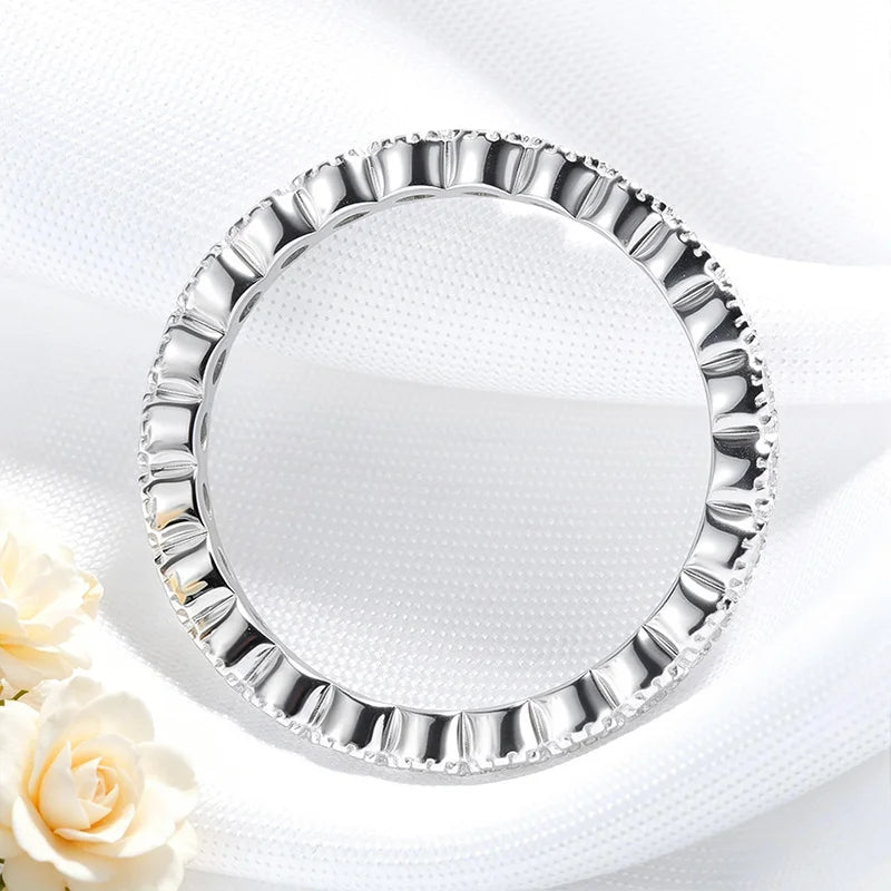 2mm D Color Full Eternity Moissanite Rings for Women Everyday Wear Jewelry Birthday Gift 925 Sterling Silver Promise Band