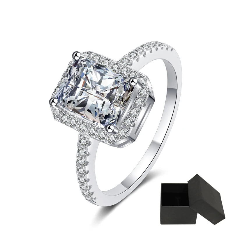 Certified 2/1CT Radiant Cut Moissanite Engagement Ring  Colorless VVS Diamond Proposal Rings Sterling Silver Weddig Band
