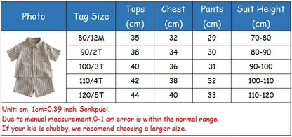 New Summer Korean Style Baby Boys Striped Outfits Cotton Linen Shirts Shorts 2pcs Children Casual Loose Sets