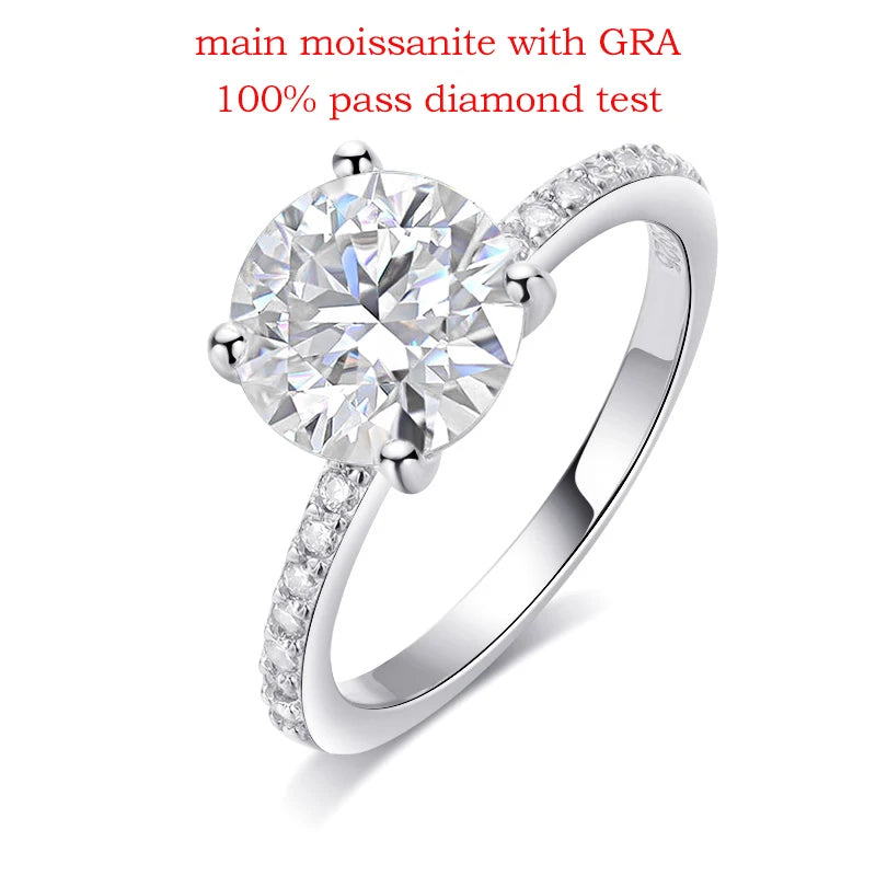 1-3CT D Color Moissanite Ring for Women 925 Sterling Silver Sparkling Lab Diamond Promise Band Valentine's Day Gift
